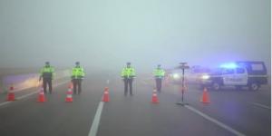 غلق الطريق الإقليمى فى المنوفية بسبب الشبورة المائية