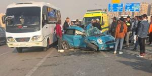 إصابة 3 أشخاص في انقلاب سيارة ملاكي أعلى محور حسب الله الكفراوي